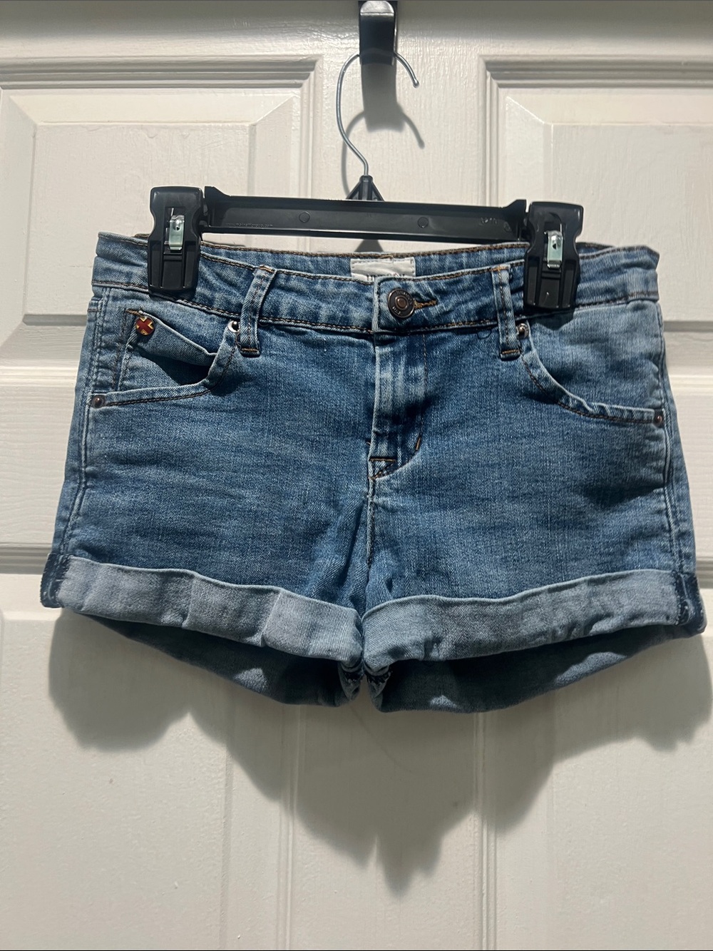 Hudson Jeans Medium Blue Rolled Cuff Denim Shorts